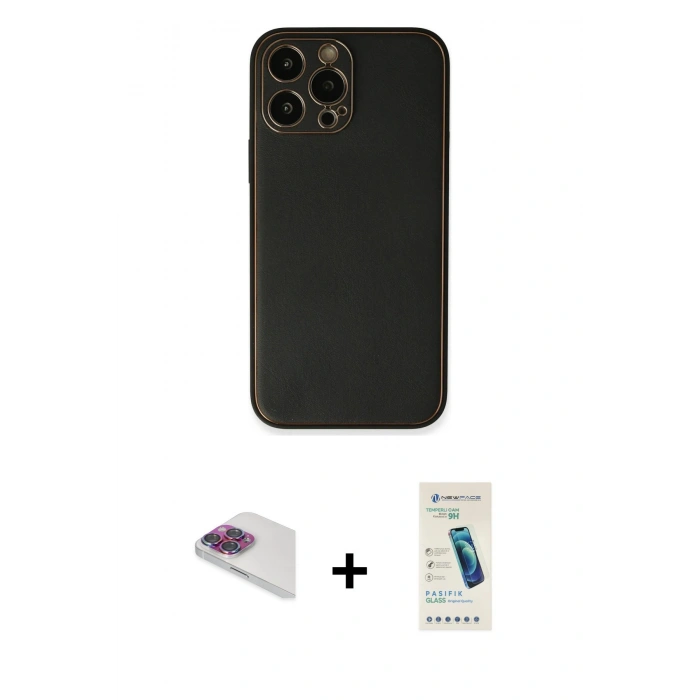 MARSİLYAN™- iPhone 13 Pro Max Kılıf Yadigar Klasik - Şeffaf Pasifik Cam Ekran Koruyucu + Pers Alüminyum Kamera Lens - GI