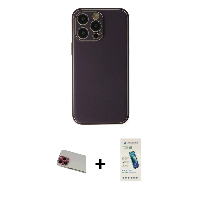 MARSİLYAN™- iPhone 13 Pro Max Kılıf Yadigar Klasik - Şeffaf Pasifik Cam Ekran Koruyucu + Rainbow Kamera Lens Koruma Cam - KI