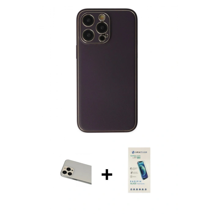 MARSİLYAN™- iPhone 13 Pro Max Kılıf Yadigar Klasik - Şeffaf Pasifik Cam Ekran Koruyucu + Rainbow Kamera Lens Koruma Cam - REGD