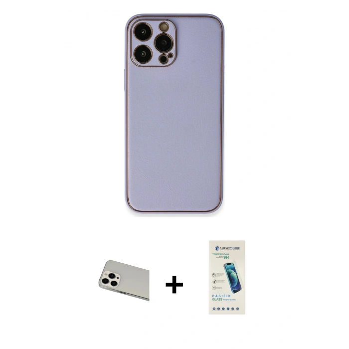 MARSİLYAN™- iPhone 13 Pro Max Kılıf Yadigar Klasik - Şeffaf Pasifik Cam Ekran Koruyucu + Rainbow Kamera Lens Koruma Cam - BZ