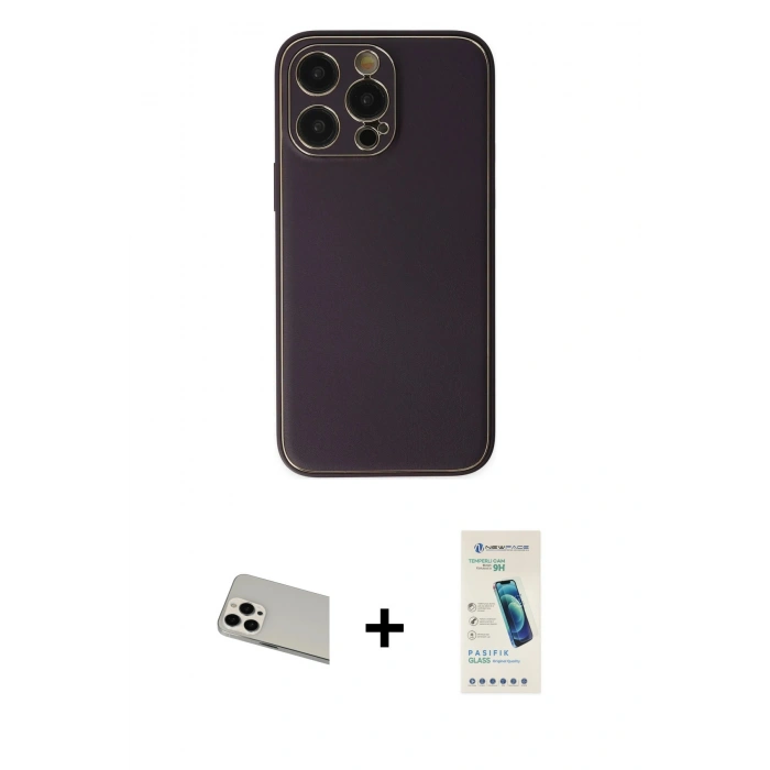 MARSİLYAN™- iPhone 13 Pro Max Kılıf Yadigar Klasik - Şeffaf Pasifik Cam Ekran Koruyucu + Rainbow Kamera Lens Koruma Cam - BZ