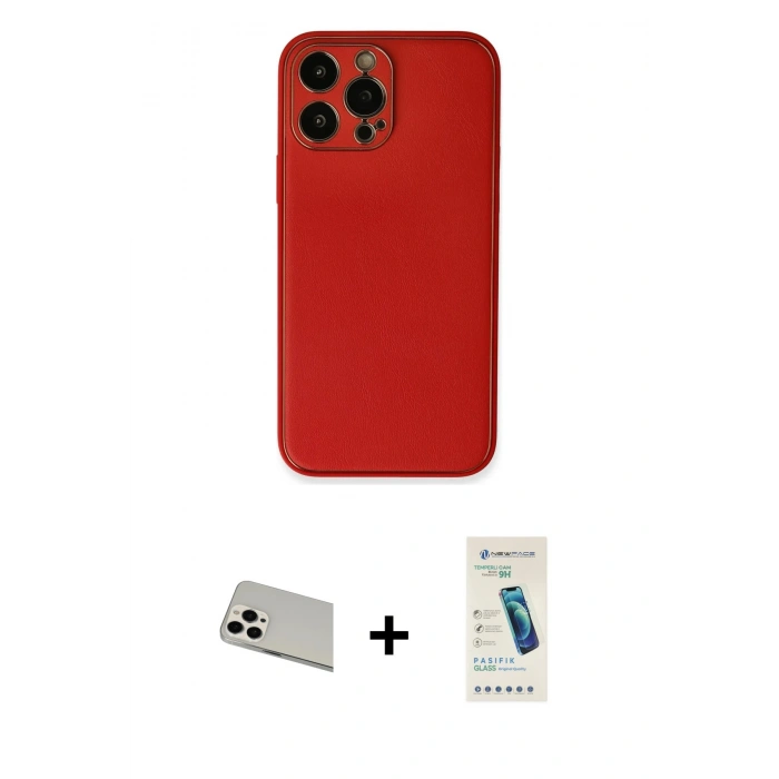 MARSİLYAN™- iPhone 13 Pro Max Kılıf Yadigar Klasik - Şeffaf Pasifik Cam Ekran Koruyucu + Rainbow Kamera Lens Koruma Cam - BZ