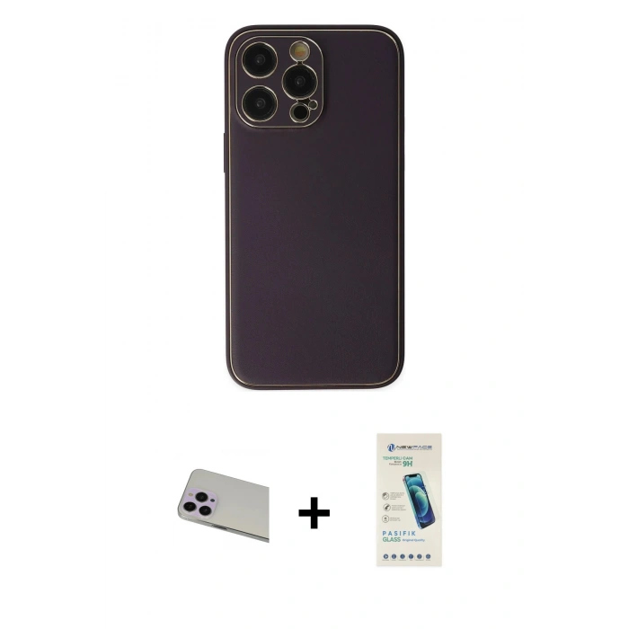 MARSİLYAN™- iPhone 13 Pro Max Kılıf Yadigar Klasik - Şeffaf Pasifik Cam Ekran Koruyucu + Rainbow Kamera Lens Koruma Cam - MR