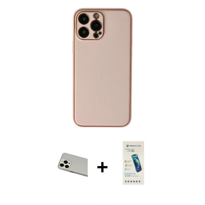 MARSİLYAN™- iPhone 13 Pro Max Kılıf Yadigar Klasik - Şeffaf Pasifik Cam Ekran Koruyucu + Rainbow Kamera Lens Koruma Cam - BZ