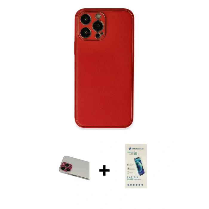 MARSİLYAN™- iPhone 13 Pro Max Kılıf Yadigar Klasik - Şeffaf Pasifik Cam Ekran Koruyucu + Rainbow Kamera Lens Koruma Cam - KI
