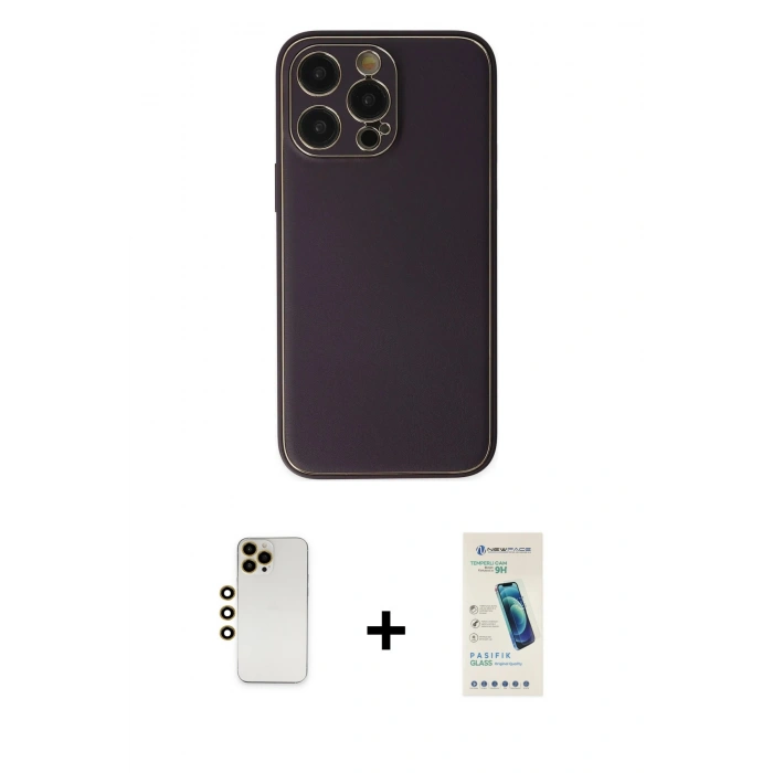 MARSİLYAN™- iPhone 13 Pro Max Kılıf Yadigar Klasik - Şeffaf Pasifik Cam Ekran Koruyucu + Shine Kamera Lens - GD