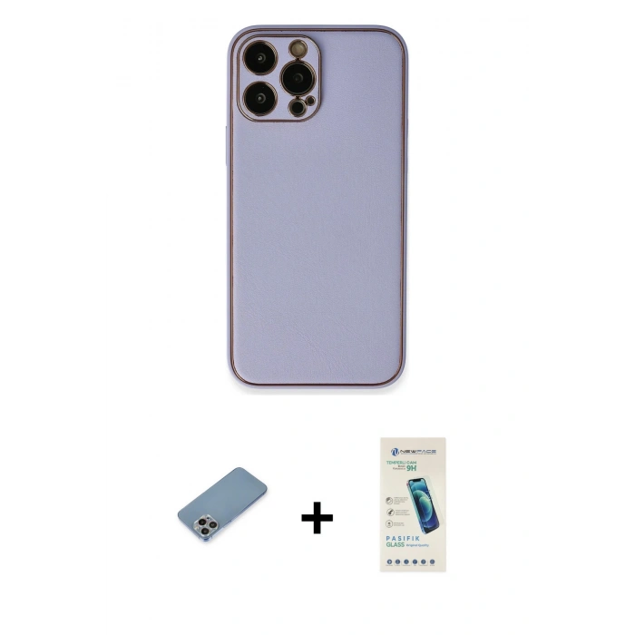 MARSİLYAN™- iPhone 13 Pro Max Kılıf Yadigar Klasik - Şeffaf Pasifik Cam Ekran Koruyucu + Shine Kamera Lens Koruma Cam - GI