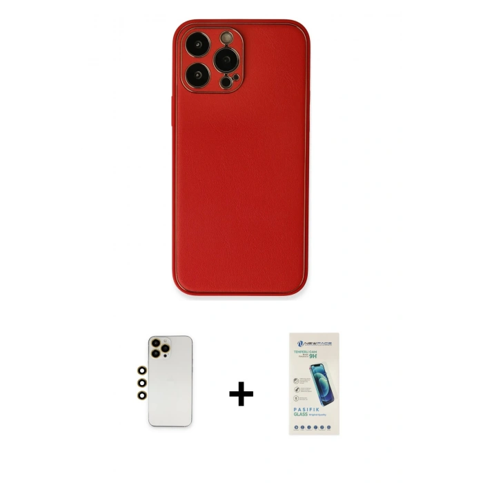MARSİLYAN™- iPhone 13 Pro Max Kılıf Yadigar Klasik - Şeffaf Pasifik Cam Ekran Koruyucu + Shine Kamera Lens - GD