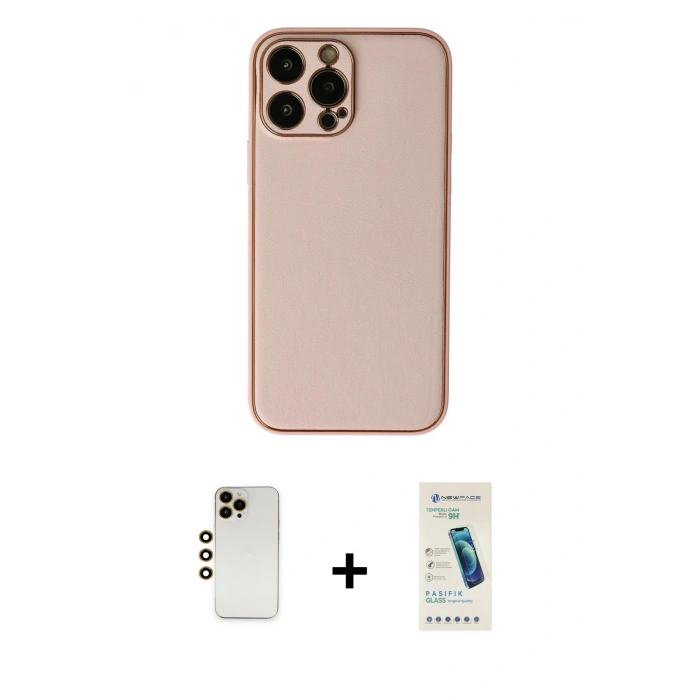 MARSİLYAN™- iPhone 13 Pro Max Kılıf Yadigar Klasik - Şeffaf Pasifik Cam Ekran Koruyucu + Shine Kamera Lens - GD