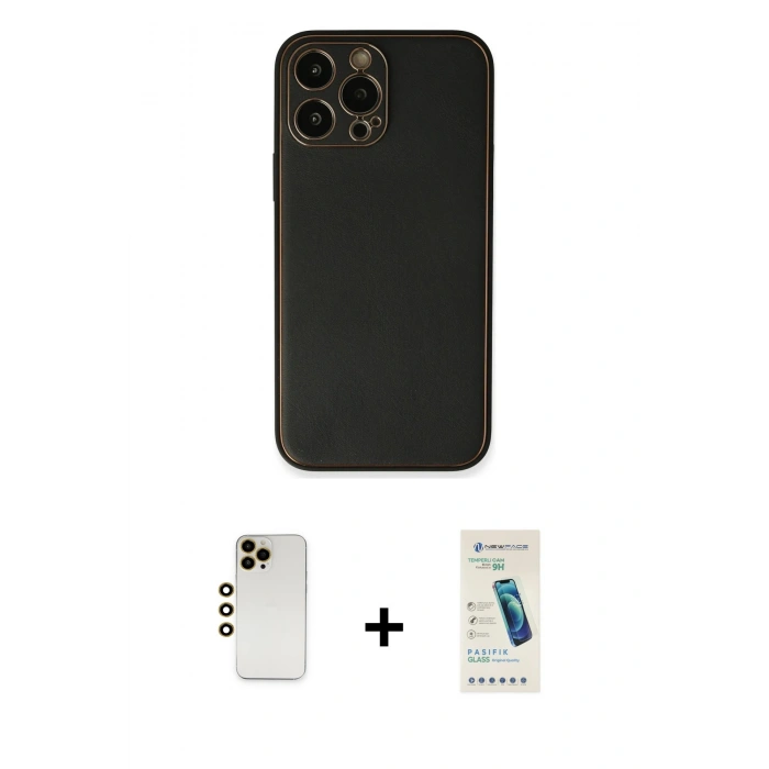 MARSİLYAN™- iPhone 13 Pro Max Kılıf Yadigar Klasik - Şeffaf Pasifik Cam Ekran Koruyucu + Shine Kamera Lens - GD