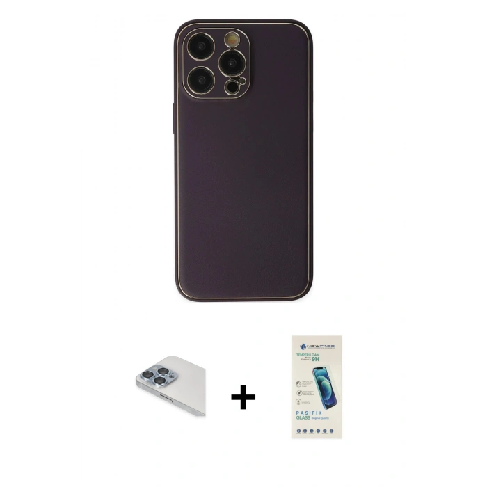 MARSİLYAN™- iPhone 13 Pro Max Kılıf Yadigar Klasik - Şeffaf Pasifik Cam Ekran Koruyucu + Sierra Blue Pers Alüminyum Kamera Lens