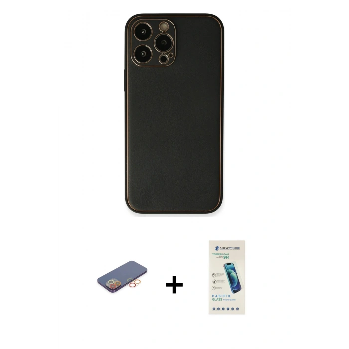 MARSİLYAN™- iPhone 13 Pro Max Kılıf Yadigar Klasik - Şeffaf Pasifik Cam Ekran Koruyucu + Renkli Kamera Lens Koruma Cam - TU