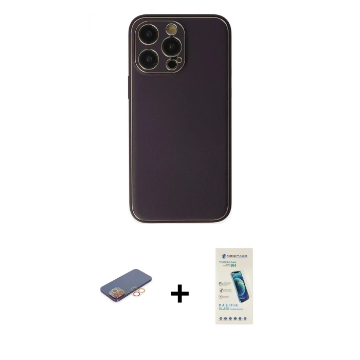 MARSİLYAN™- iPhone 13 Pro Max Kılıf Yadigar Klasik - Şeffaf Pasifik Cam Ekran Koruyucu + Renkli Kamera Lens Koruma Cam - TU