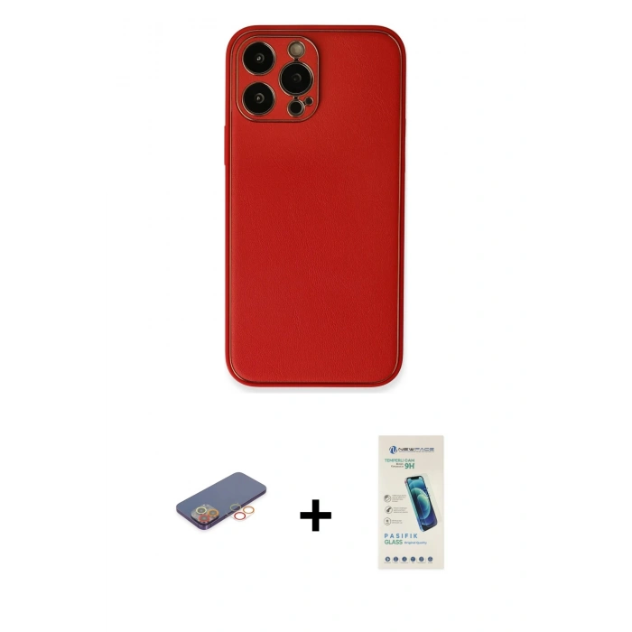 MARSİLYAN™- iPhone 13 Pro Max Kılıf Yadigar Klasik - Şeffaf Pasifik Cam Ekran Koruyucu + Renkli Kamera Lens Koruma Cam - TU