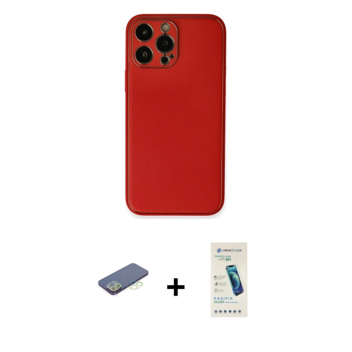MARSİLYAN™- iPhone 13 Pro Max Kılıf Yadigar Klasik - Şeffaf Pasifik Cam Ekran Koruyucu + Renkli Kamera Lens Koruma Cam - YL