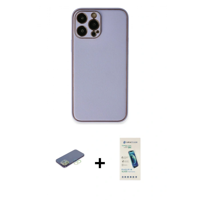 MARSİLYAN™- iPhone 13 Pro Max Kılıf Yadigar Klasik - Şeffaf Pasifik Cam Ekran Koruyucu + Renkli Kamera Lens Koruma Cam - YL
