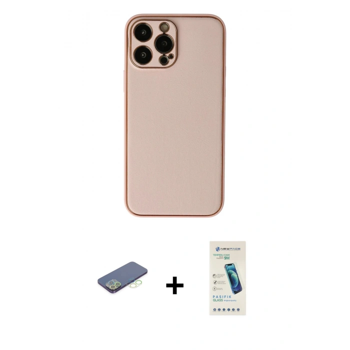 MARSİLYAN™- iPhone 13 Pro Max Kılıf Yadigar Klasik - Şeffaf Pasifik Cam Ekran Koruyucu + Renkli Kamera Lens Koruma Cam - YL