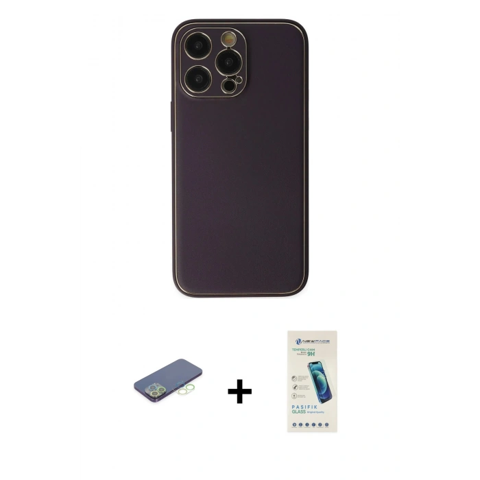 MARSİLYAN™- iPhone 13 Pro Max Kılıf Yadigar Klasik - Şeffaf Pasifik Cam Ekran Koruyucu + Renkli Kamera Lens Koruma Cam - YL