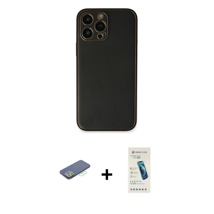 MARSİLYAN™- iPhone 13 Pro Max Kılıf Yadigar Klasik - Şeffaf Pasifik Cam Ekran Koruyucu + Renkli Kamera Lens Koruma Cam - YL