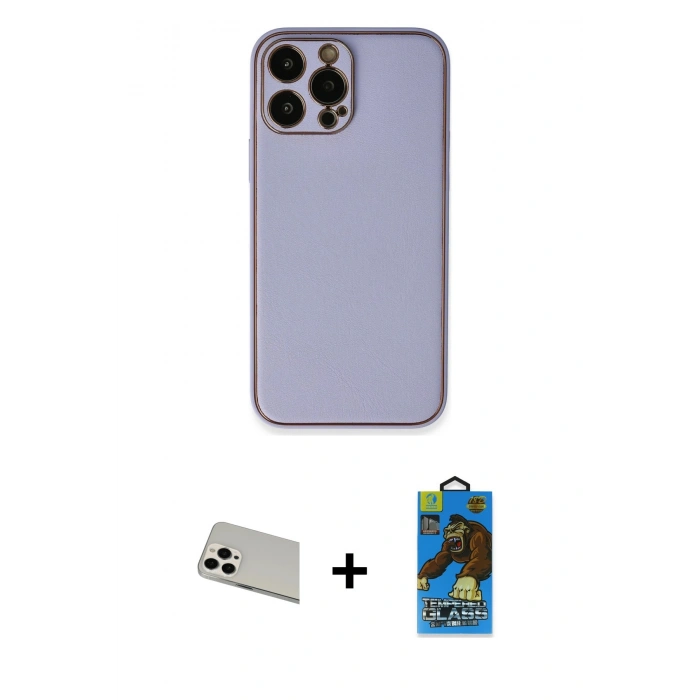 MARSİLYAN™- iPhone 13 Pro Max Kılıf Yadigar Klasik - Siyah 18D Cam Ekran Koruyucu + Rainbow Kamera Lens Koruma Cam - BZ