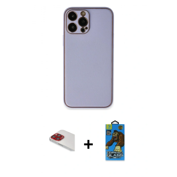 MARSİLYAN™- iPhone 13 Pro Max Kılıf Yadigar Klasik - Siyah 18D Cam Ekran Koruyucu + Pers Alüminyum Kamera Lens - KI