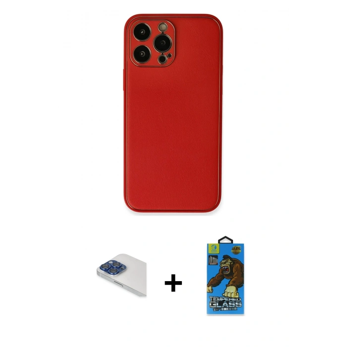 MARSİLYAN™- iPhone 13 Pro Max Kılıf Yadigar Klasik - Siyah 18D Cam Ekran Koruyucu + Pers Alüminyum Kamera Lens - LT