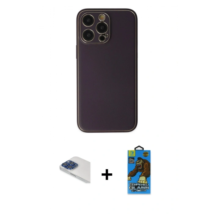 MARSİLYAN™- iPhone 13 Pro Max Kılıf Yadigar Klasik - Siyah 18D Cam Ekran Koruyucu + Pers Alüminyum Kamera Lens - LT
