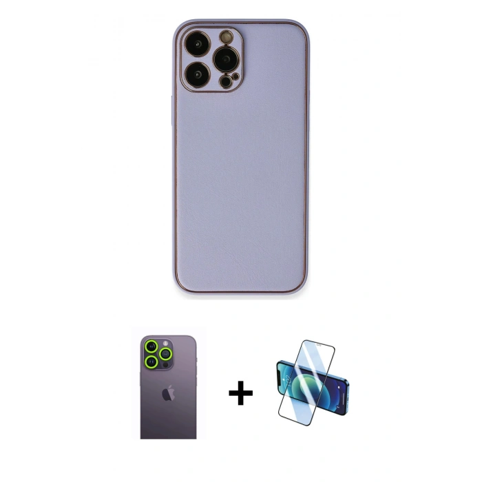 MARSİLYAN™- iPhone 13 Pro Max Kılıf Yadigar Klasik - Siyah 3D Antistatik Cam Ekran Koruyucu + Neon Fosforlu Kamera Lens - YL