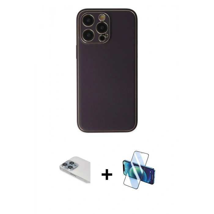 MARSİLYAN™- iPhone 13 Pro Max Kılıf Yadigar Klasik - Siyah 3D Antistatik Cam Ekran Koruyucu + Pers Alüminyum Kamera Lens - SABE