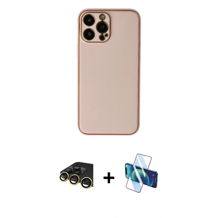MARSİLYAN™- iPhone 13 Pro Max Kılıf Yadigar Klasik - Siyah 3D Antistatik Cam Ekran Koruyucu + Raze Metal Kamera Lens - GD