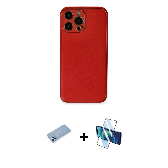 MARSİLYAN™- iPhone 13 Pro Max Kılıf Yadigar Klasik - Siyah 3D Antistatik Cam Ekran Koruyucu + Shine Kamera Lens Koruma Cam - MI