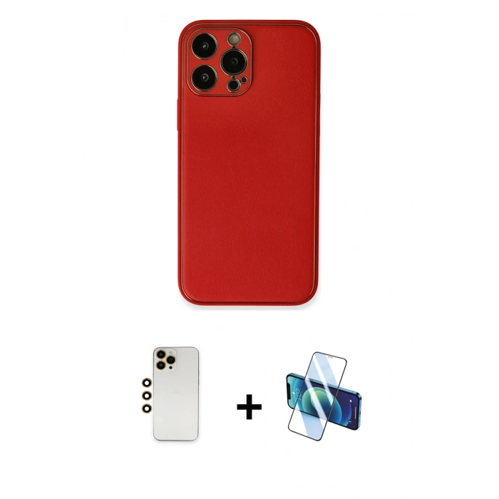 MARSİLYAN™- iPhone 13 Pro Max Kılıf Yadigar Klasik - Siyah 3D Antistatik Cam Ekran Koruyucu + Shine Kamera Lens - GD