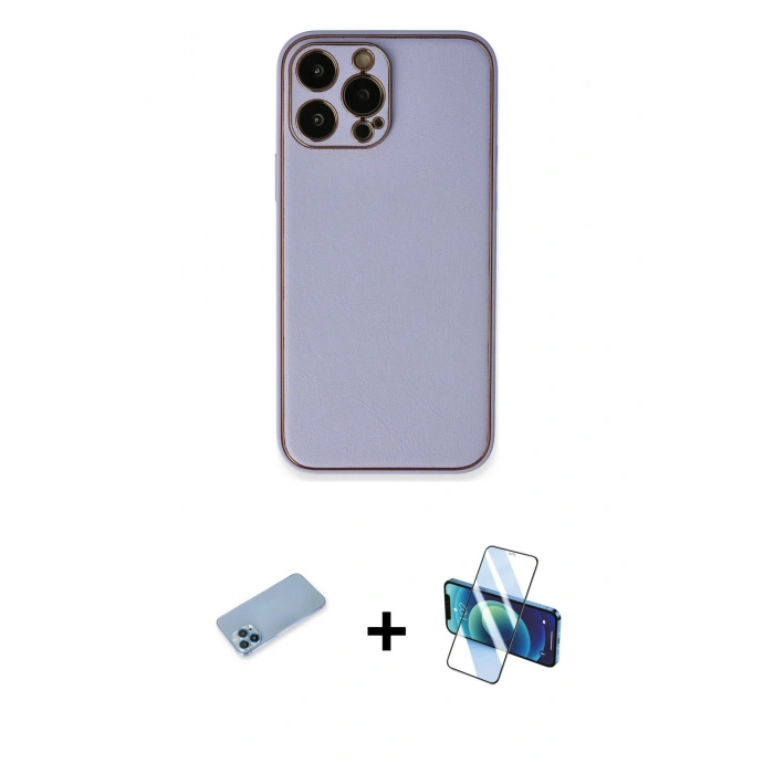 MARSİLYAN™- iPhone 13 Pro Max Kılıf Yadigar Klasik - Siyah 3D Antistatik Cam Ekran Koruyucu + Shine Kamera Lens Koruma Cam - MI