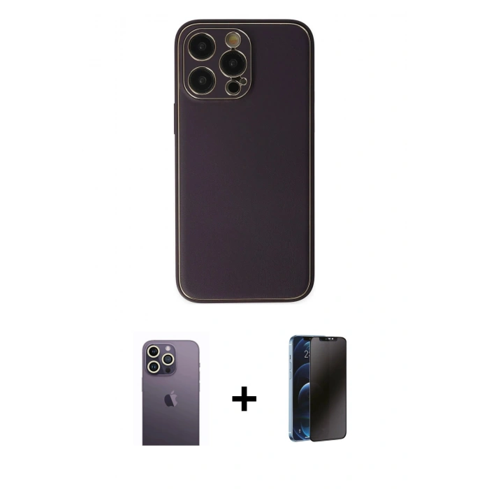 MARSİLYAN™- iPhone 13 Pro Max Kılıf Yadigar Klasik - Siyah 3D Antistatik Hayalet Cam Ekran Koruyucu + Neon Fosforlu Kamera Lens - BZ