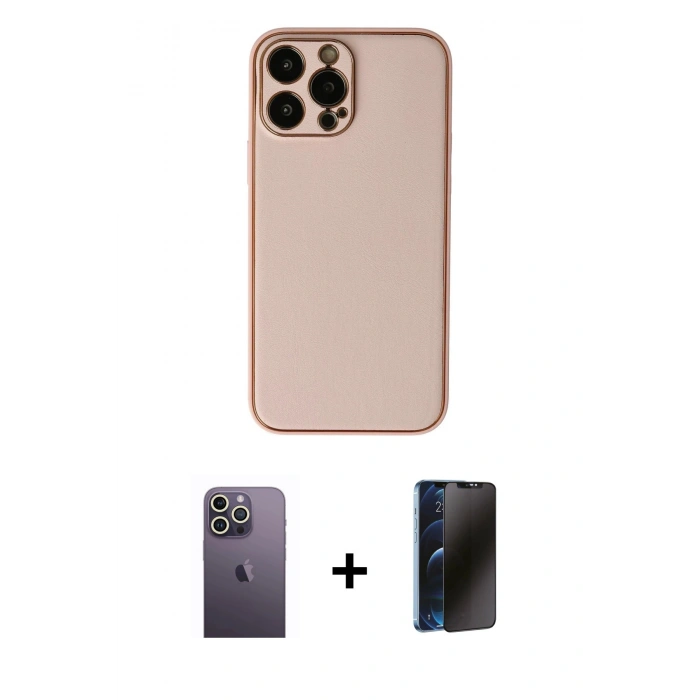 MARSİLYAN™- iPhone 13 Pro Max Kılıf Yadigar Klasik - Siyah 3D Antistatik Hayalet Cam Ekran Koruyucu + Neon Fosforlu Kamera Lens - BZ