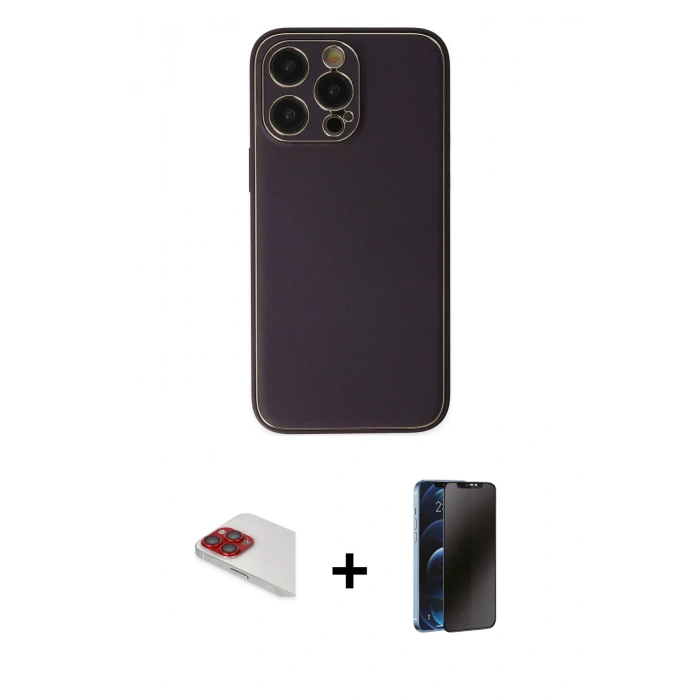 MARSİLYAN™- iPhone 13 Pro Max Kılıf Yadigar Klasik - Siyah 3D Antistatik Hayalet Cam Ekran Koruyucu + Pers Alüminyum Kamera Lens - KI