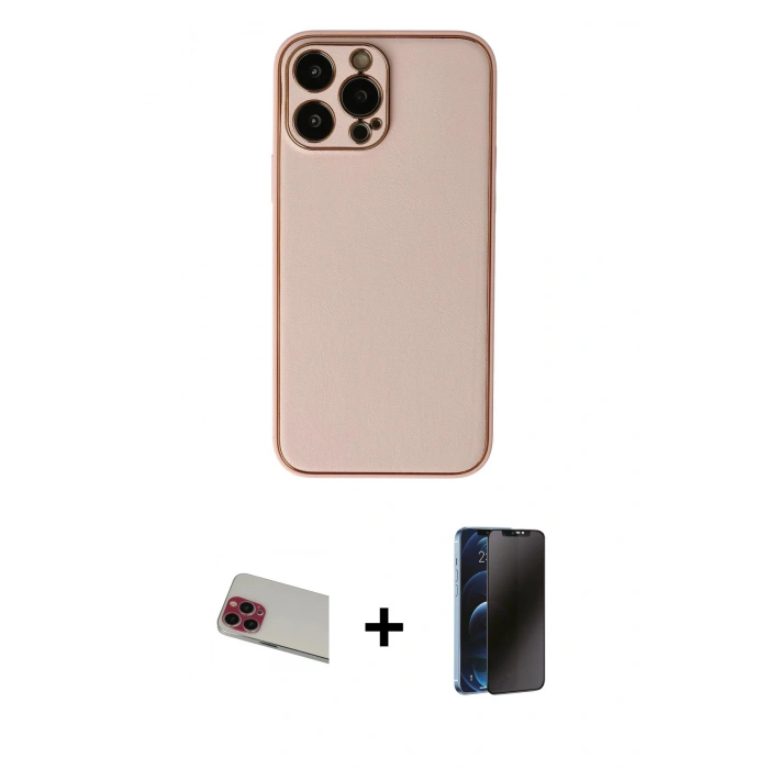 MARSİLYAN™- iPhone 13 Pro Max Kılıf Yadigar Klasik - Siyah 3D Antistatik Hayalet Cam Ekran Koruyucu + Rainbow Kamera Lens Koruma Cam - KI