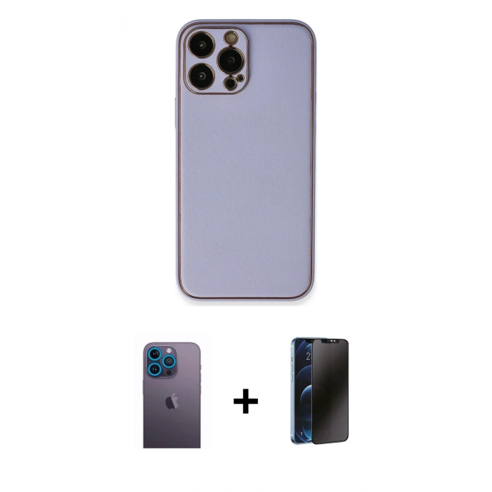 MARSİLYAN™- iPhone 13 Pro Max Kılıf Yadigar Klasik - Siyah 3D Antistatik Hayalet Cam Ekran Koruyucu + Neon Fosforlu Kamera Lens - MI