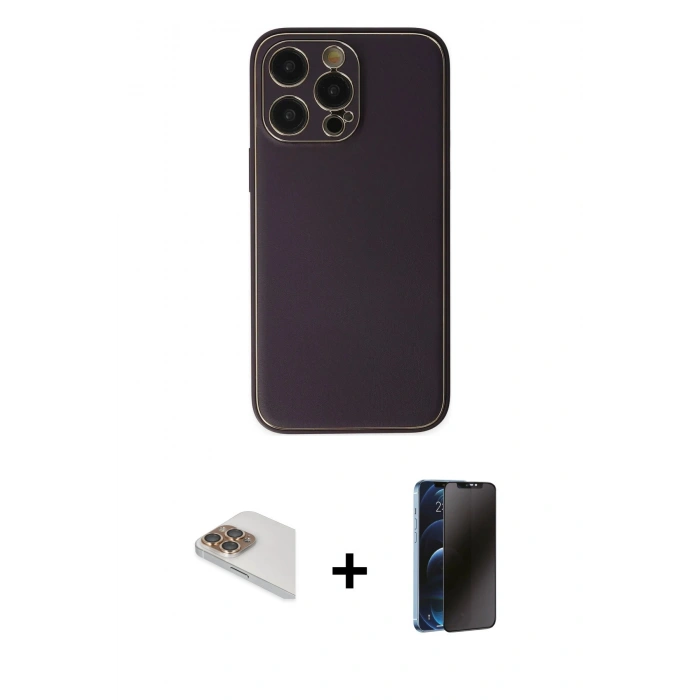 MARSİLYAN™- iPhone 13 Pro Max Kılıf Yadigar Klasik - Siyah 3D Antistatik Hayalet Cam Ekran Koruyucu + Pers Alüminyum Kamera Lens - GD