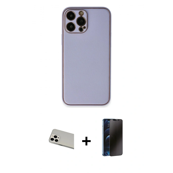 MARSİLYAN™- iPhone 13 Pro Max Kılıf Yadigar Klasik - Siyah 3D Antistatik Hayalet Cam Ekran Koruyucu + Rainbow Kamera Lens Koruma Cam - BZ