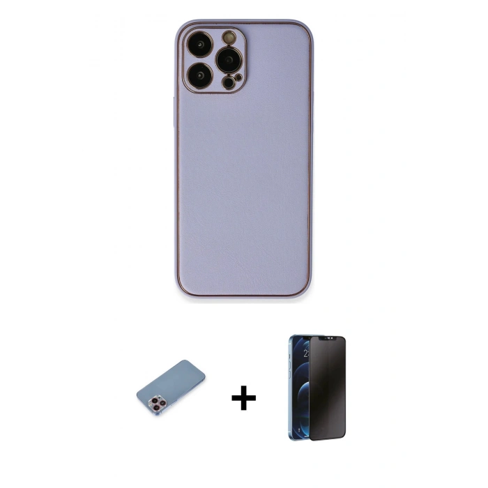 MARSİLYAN™- iPhone 13 Pro Max Kılıf Yadigar Klasik - Siyah 3D Antistatik Hayalet Cam Ekran Koruyucu + Shine Kamera Lens Koruma Cam - PE