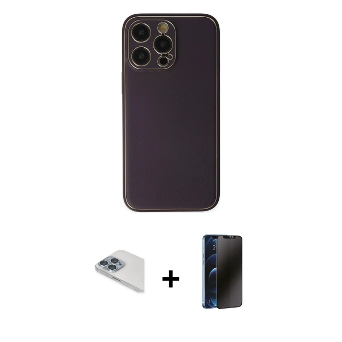 MARSİLYAN™- iPhone 13 Pro Max Kılıf Yadigar Klasik - Siyah 3D Antistatik Hayalet Cam Ekran Koruyucu + Pers Alüminyum Kamera Lens - SABE