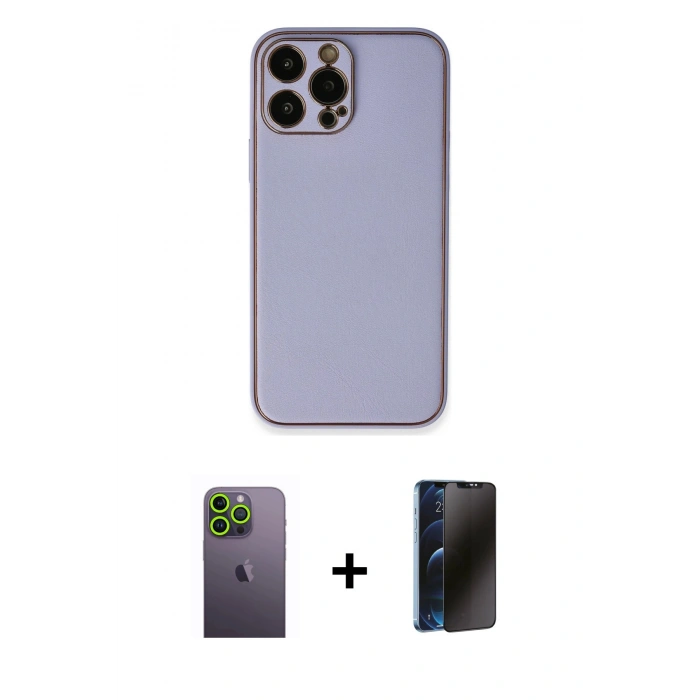 MARSİLYAN™- iPhone 13 Pro Max Kılıf Yadigar Klasik - Siyah 3D Antistatik Hayalet Cam Ekran Koruyucu + Neon Fosforlu Kamera Lens - YL