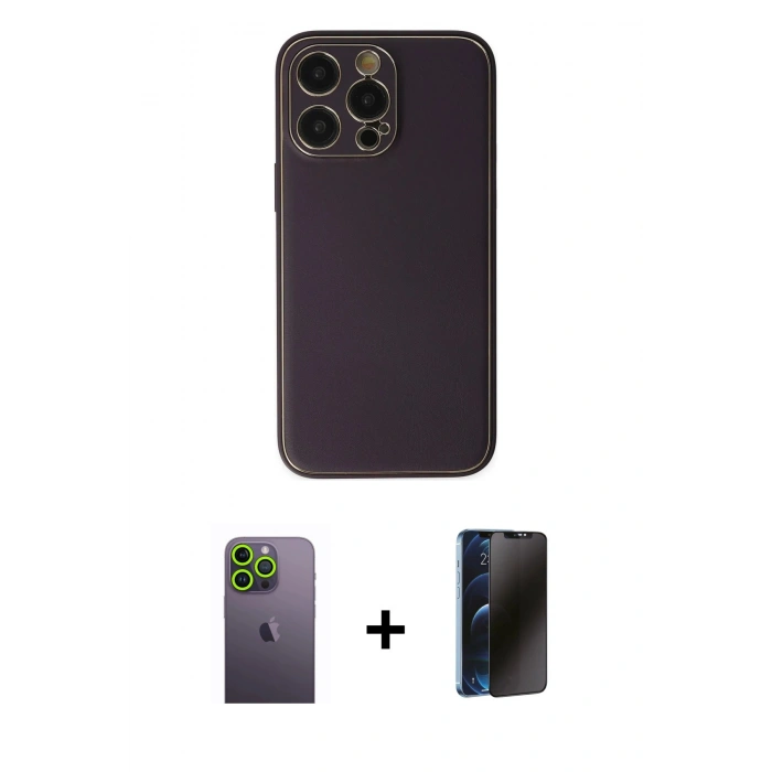 MARSİLYAN™- iPhone 13 Pro Max Kılıf Yadigar Klasik - Siyah 3D Antistatik Hayalet Cam Ekran Koruyucu + Neon Fosforlu Kamera Lens - YL