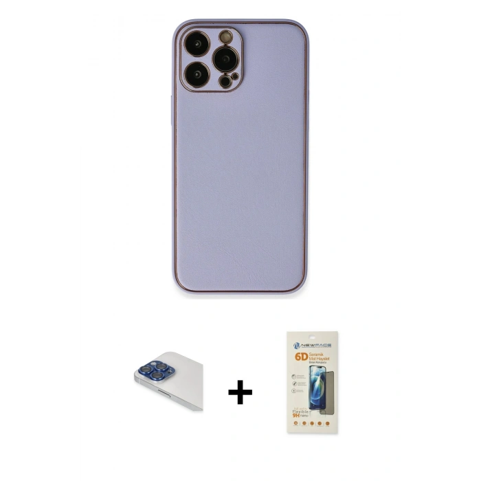 MARSİLYAN™- iPhone 13 Pro Max Kılıf Yadigar Klasik - Siyah 6D Mat Seramik Hayalet Nano Ekran Koruyucu + Pers Alüminyum Kamera Lens - LT
