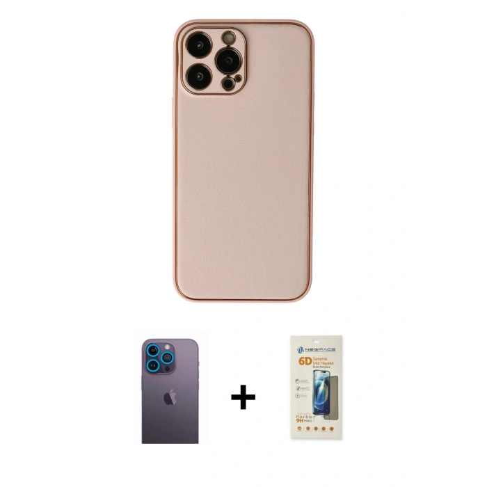 MARSİLYAN™- iPhone 13 Pro Max Kılıf Yadigar Klasik - Siyah 6D Mat Seramik Hayalet Nano Ekran Koruyucu + Neon Fosforlu Kamera Lens - MI