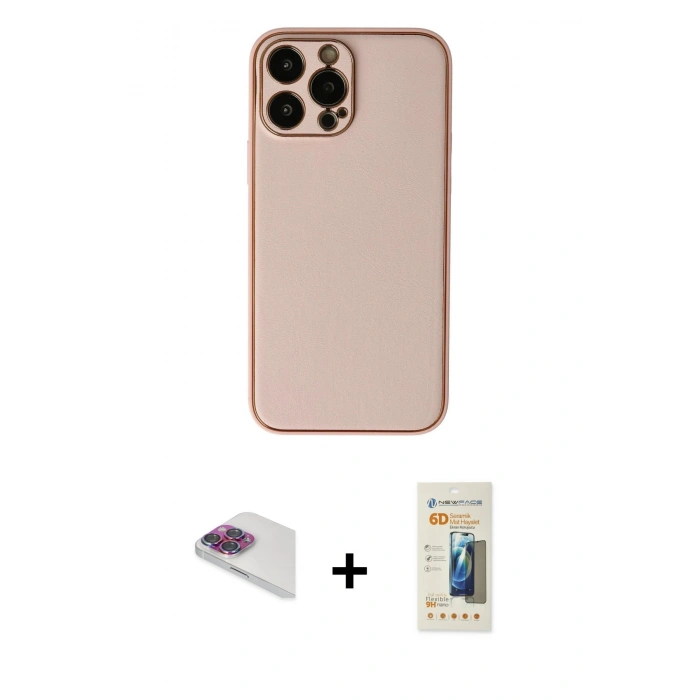 MARSİLYAN™- iPhone 13 Pro Max Kılıf Yadigar Klasik - Siyah 6D Mat Seramik Hayalet Nano Ekran Koruyucu + Pers Alüminyum Kamera Lens - GI