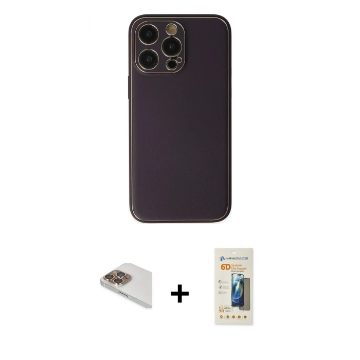 MARSİLYAN™- iPhone 13 Pro Max Kılıf Yadigar Klasik - Siyah 6D Mat Seramik Hayalet Nano Ekran Koruyucu + Pers Alüminyum Kamera Lens - GD