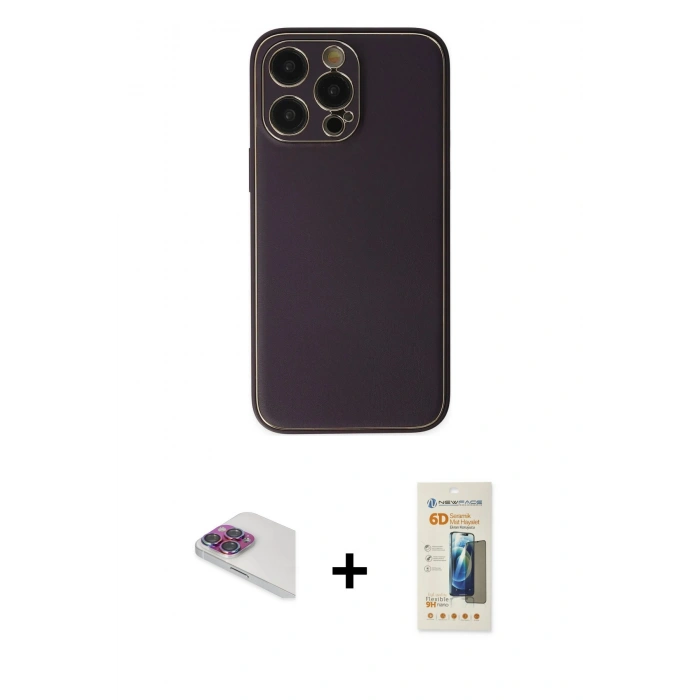 MARSİLYAN™- iPhone 13 Pro Max Kılıf Yadigar Klasik - Siyah 6D Mat Seramik Hayalet Nano Ekran Koruyucu + Pers Alüminyum Kamera Lens - GI