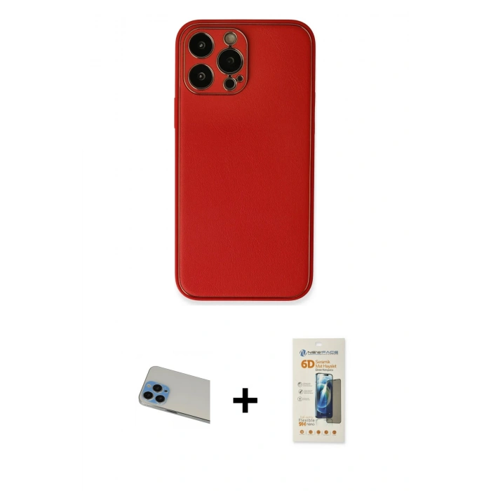 MARSİLYAN™- iPhone 13 Pro Max Kılıf Yadigar Klasik - Siyah 6D Mat Seramik Hayalet Nano Ekran Koruyucu + Rainbow Kamera Lens Koruma Cam - MI